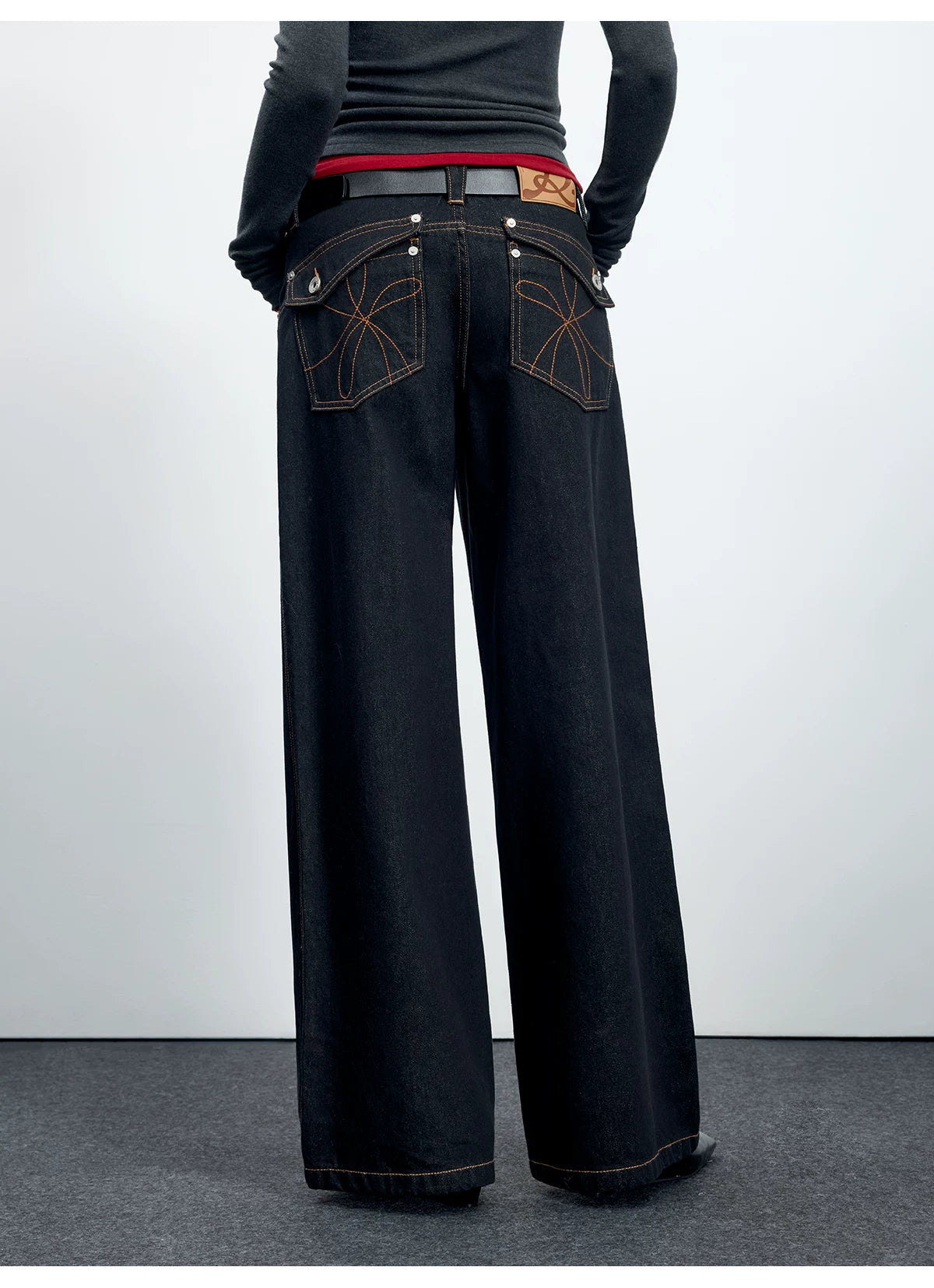 Denim Mid-Low Rise Straight-Leg Jeans