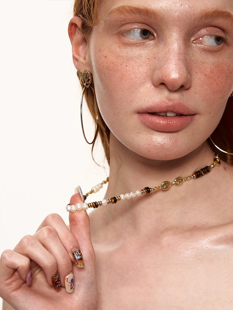 Tiger Eye Baroque Pearl Necklace - CHINASQUAD