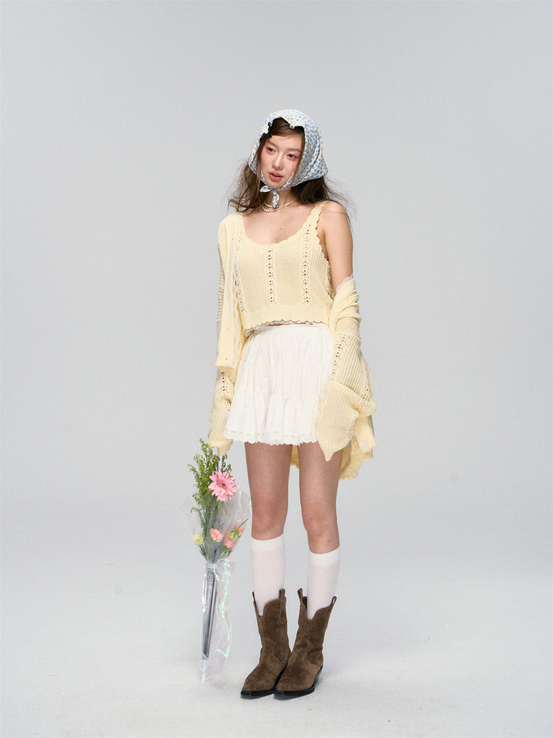 Lace-Trimmed Knit Cardigan - CHINASQUAD