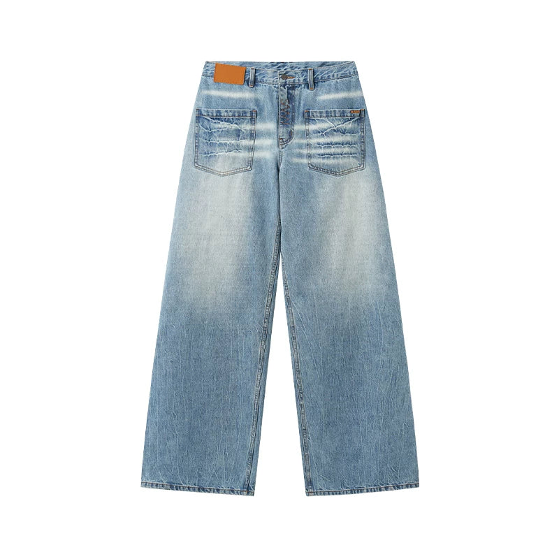 Low-Rise Wide-Leg Denim Pants