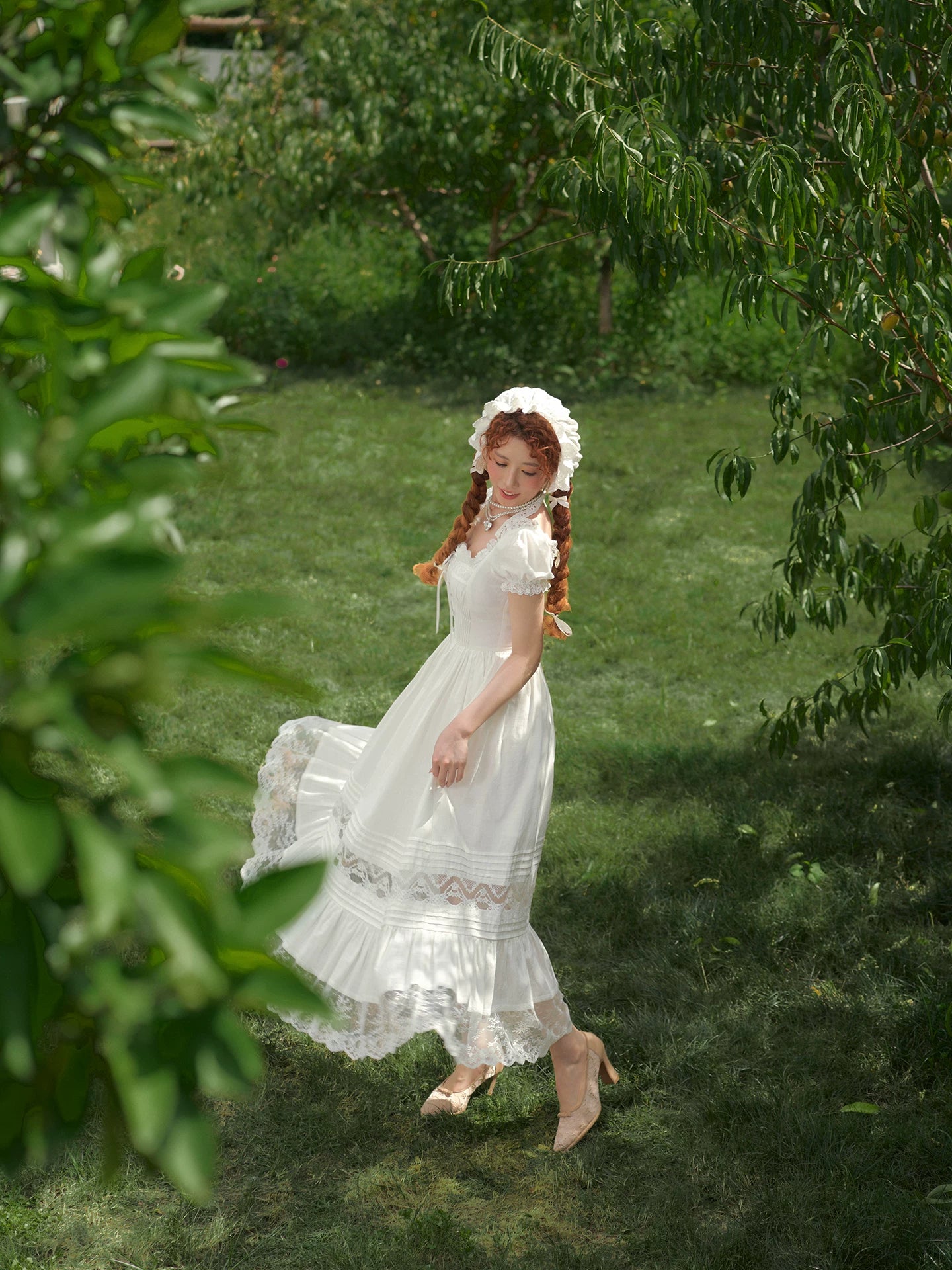 Pure White Cinderella Square-Neck Princess Dress