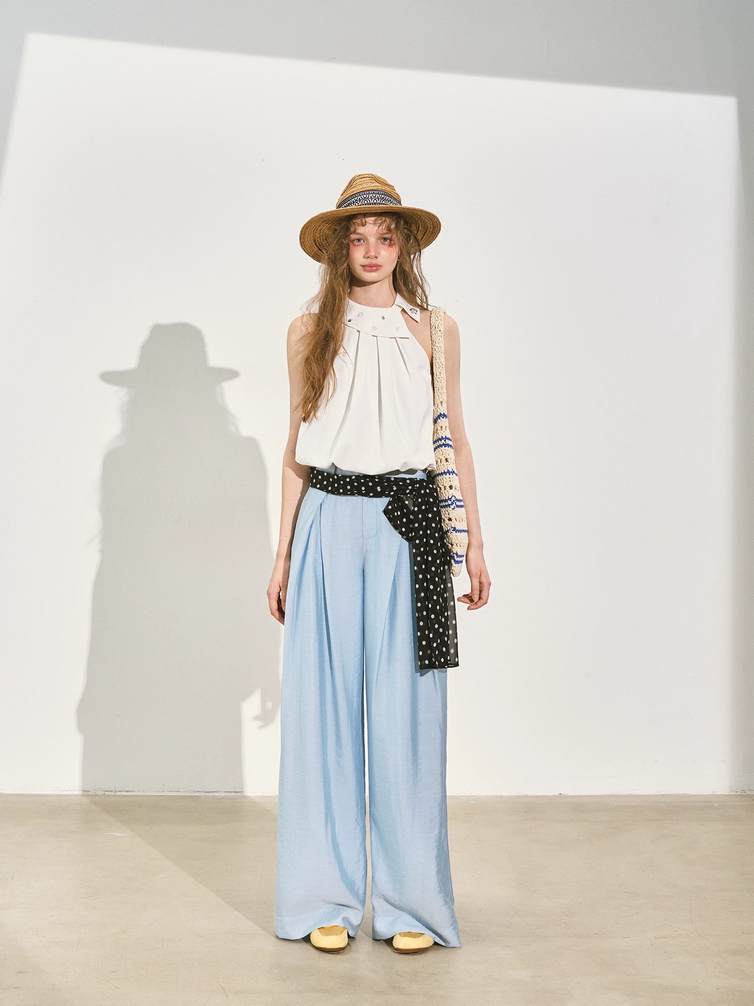 Halter Neck Off-Shoulder Crinkled Sleeveless Top - CHINASQUAD