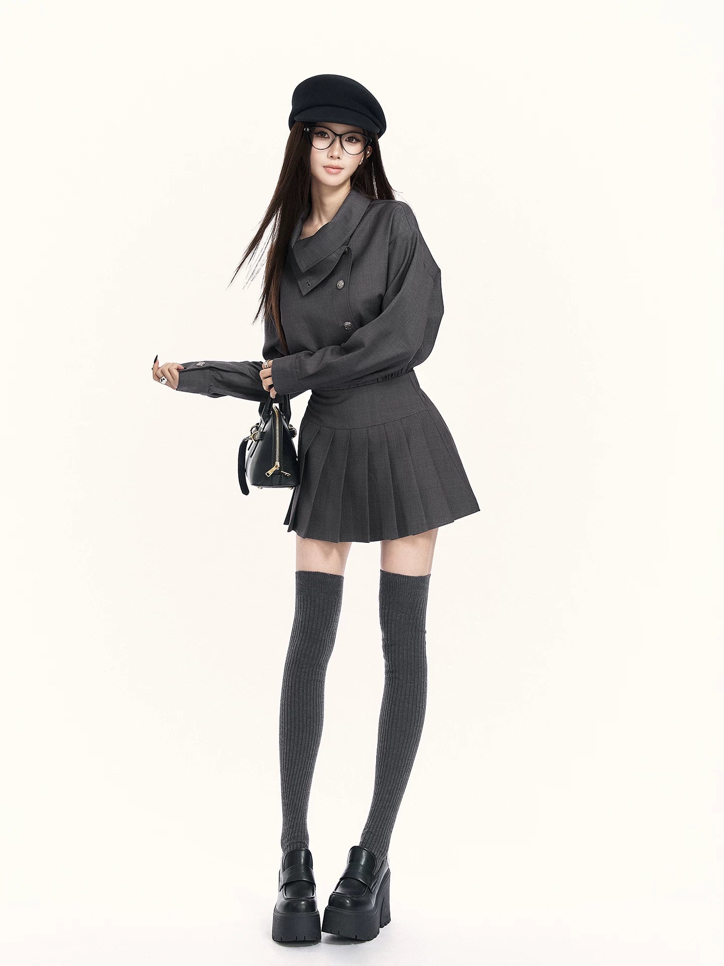 Trench-Inspired Pleated Waist Dress