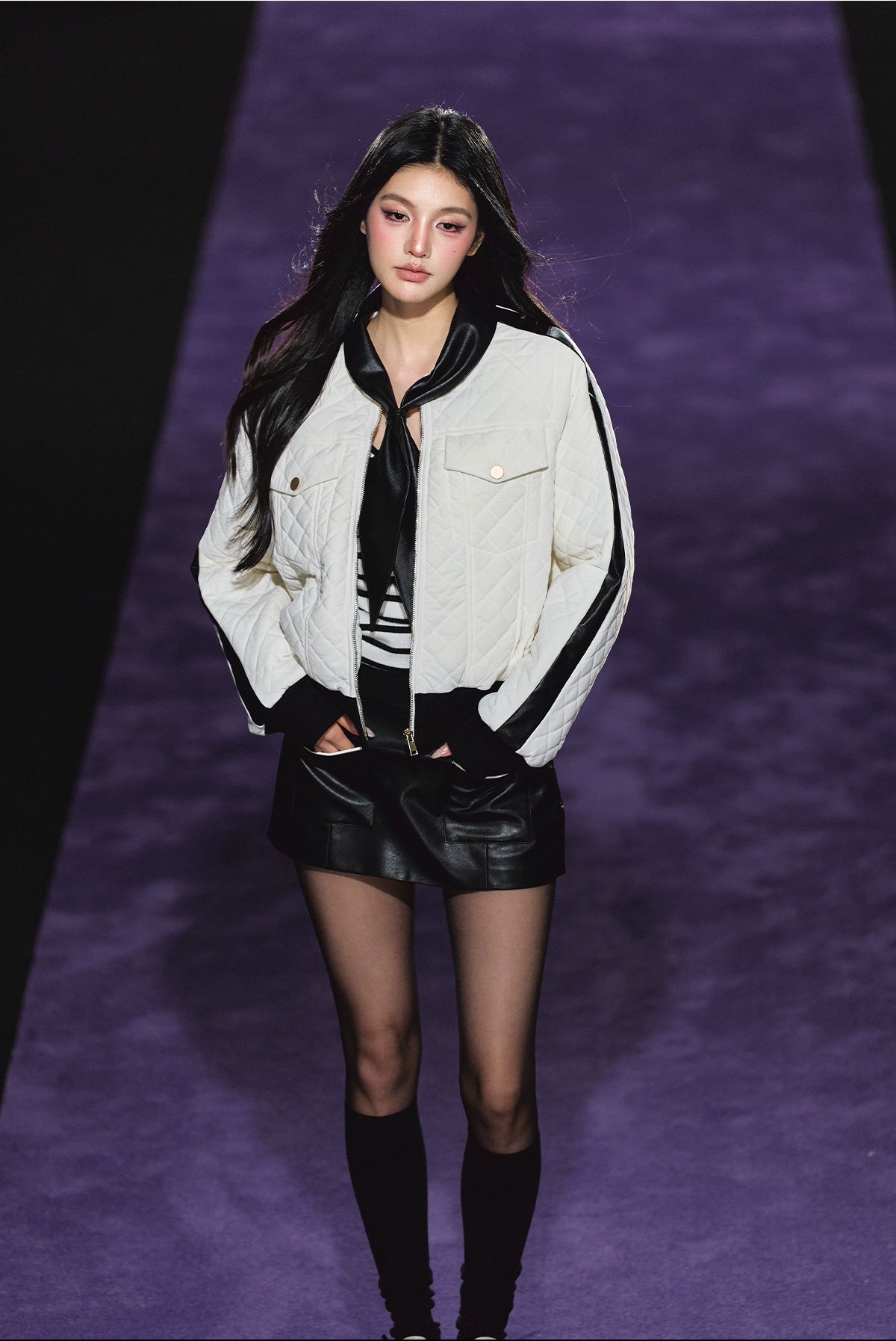 Diamond Quilted Bow-Tie Cotton Padded Jacket