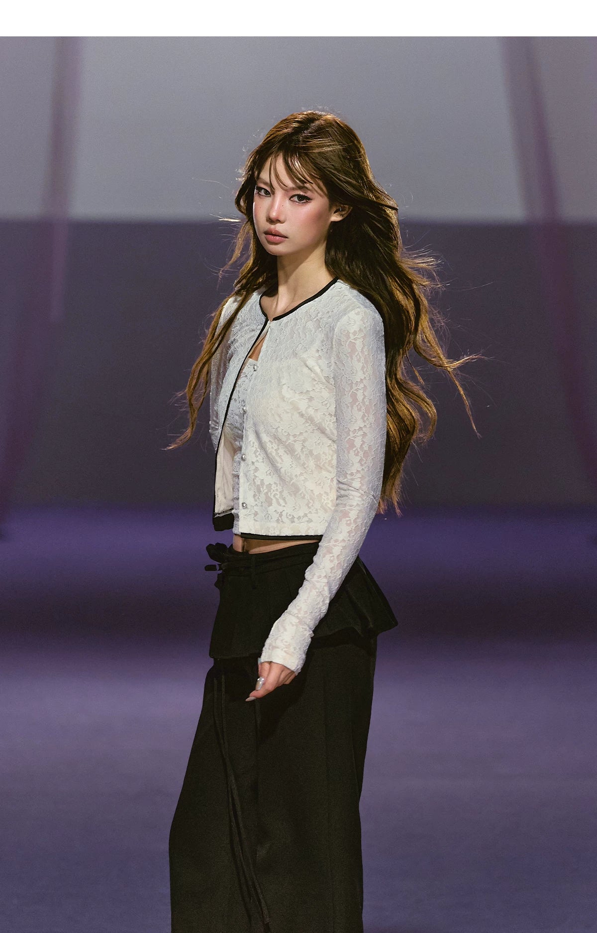 Lace & Satin Layered Cardigan & Lace Camisole