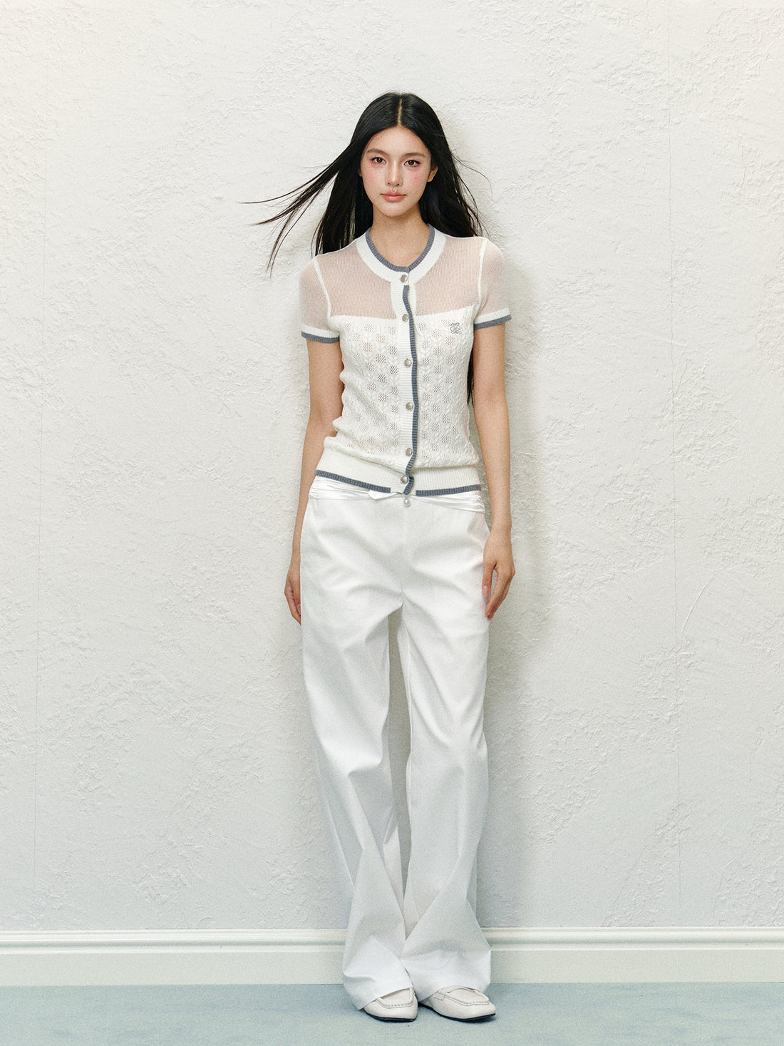 Off-shoulder Round Neck Short Sleeve Knit T-shirt - CHINASQUAD