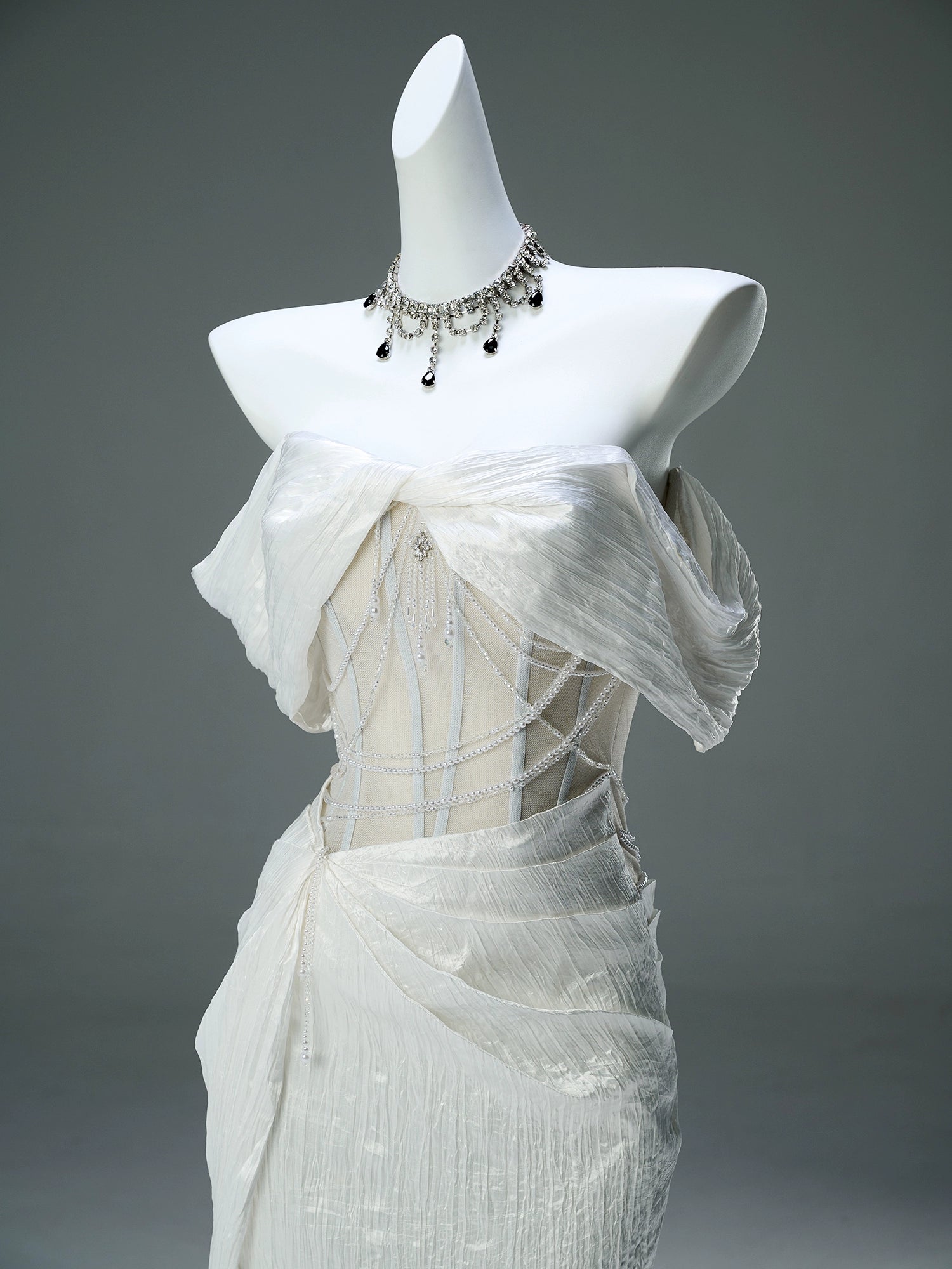 Icy Serene Sculpted Silken Gown