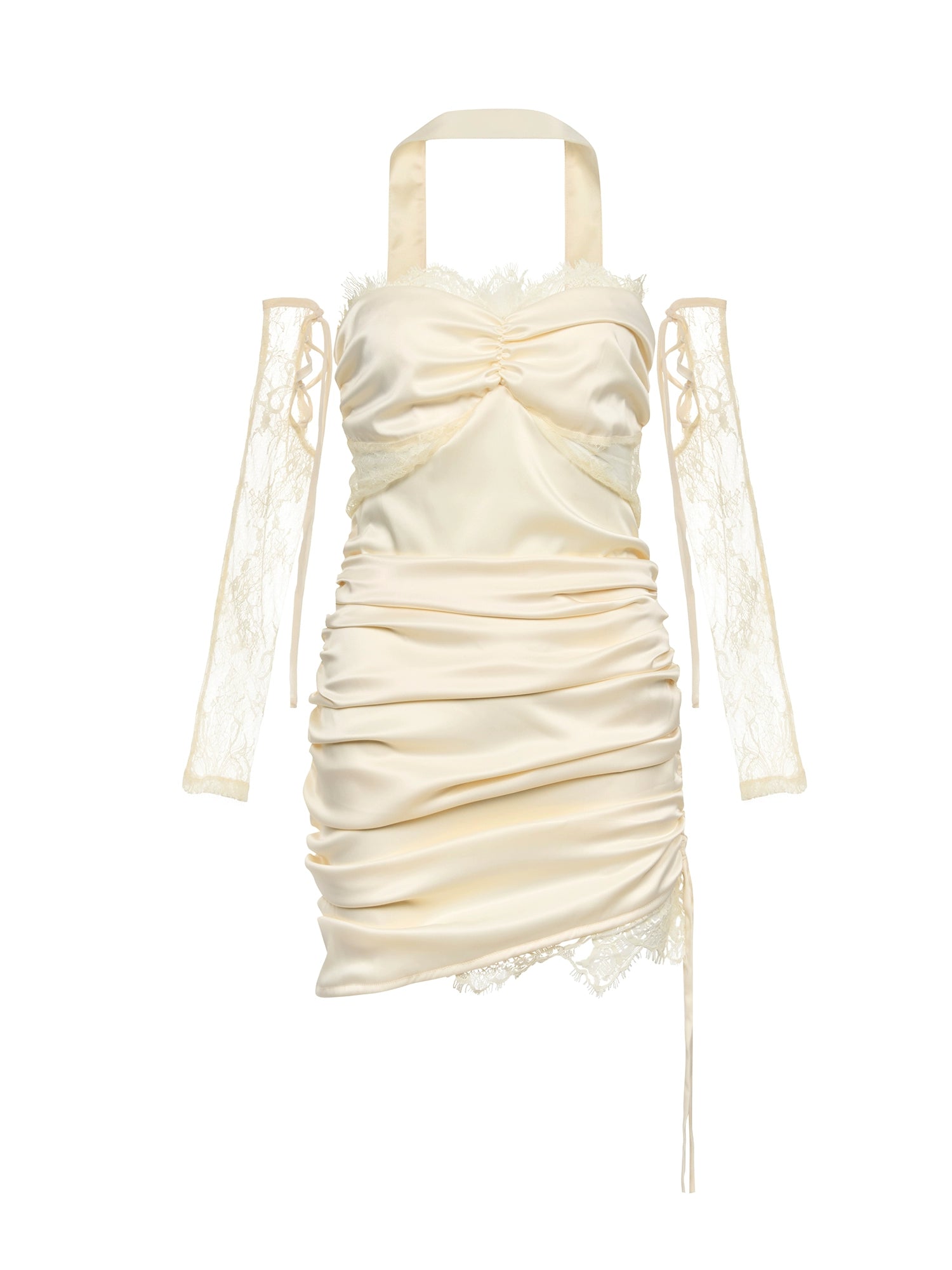 Satin Lace Slim Dress - CHINASQUAD