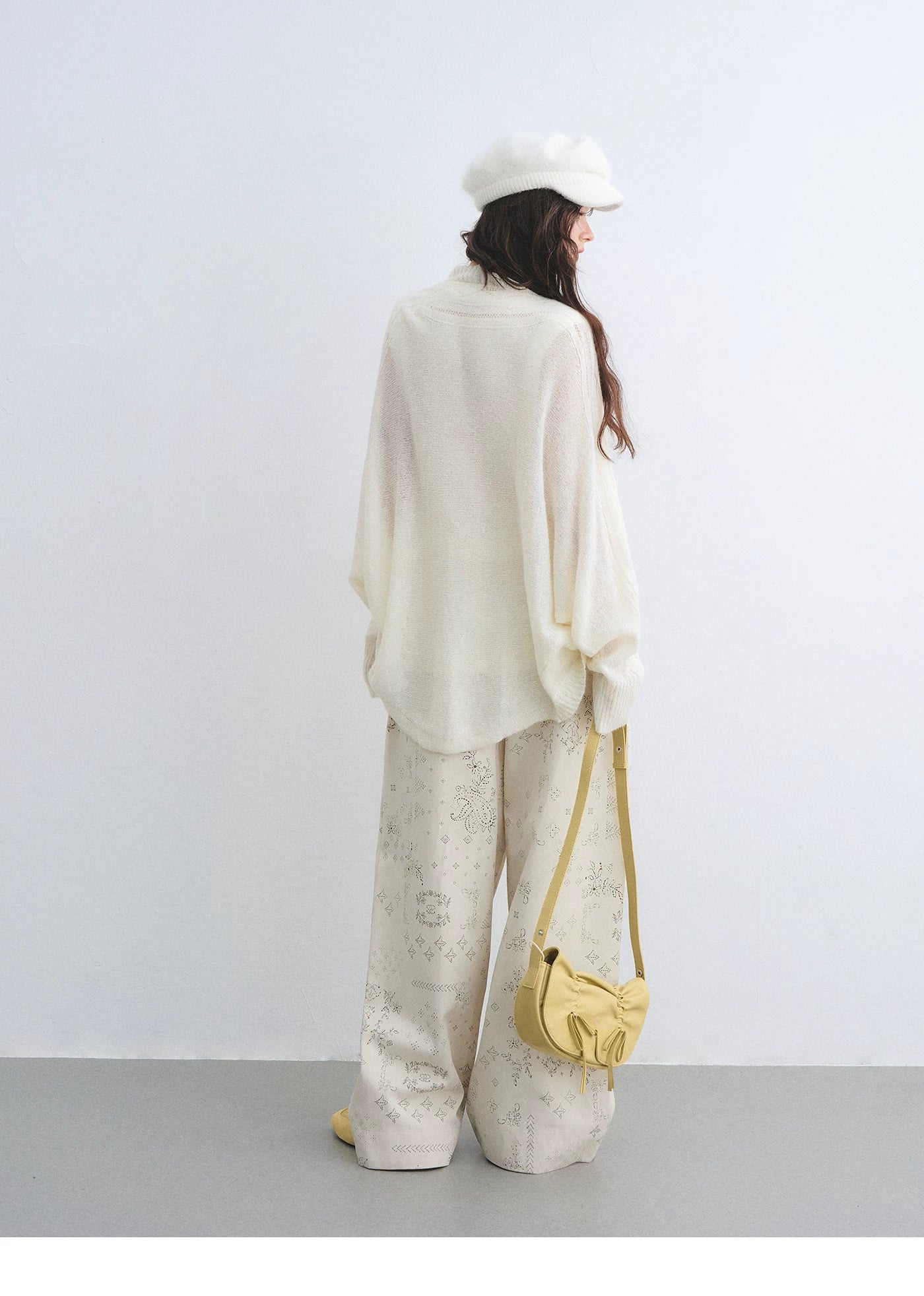 Mohair Wool-Blend Drawstring Cami & Cardigan Set