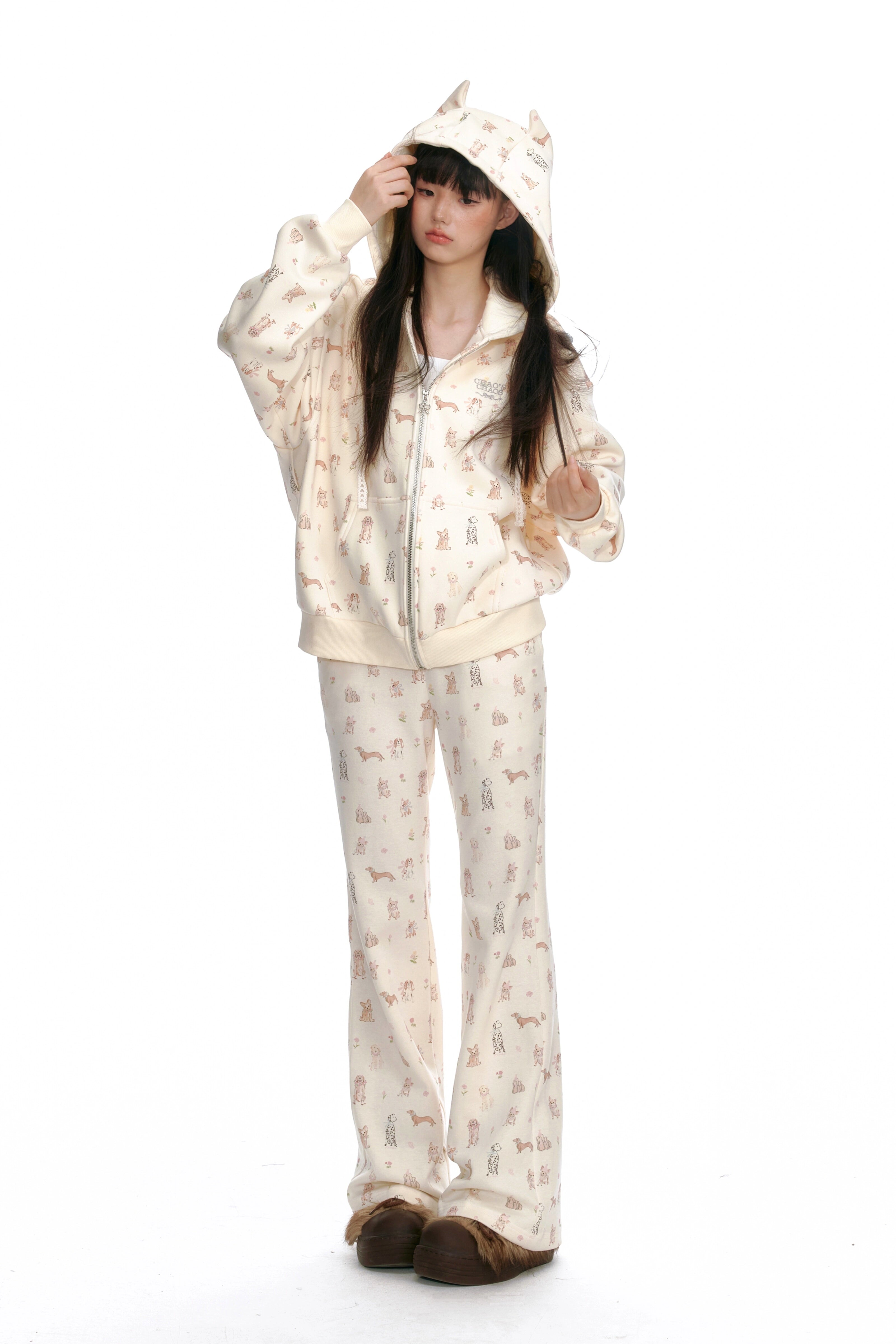 Dog Print Knit Lounge Set