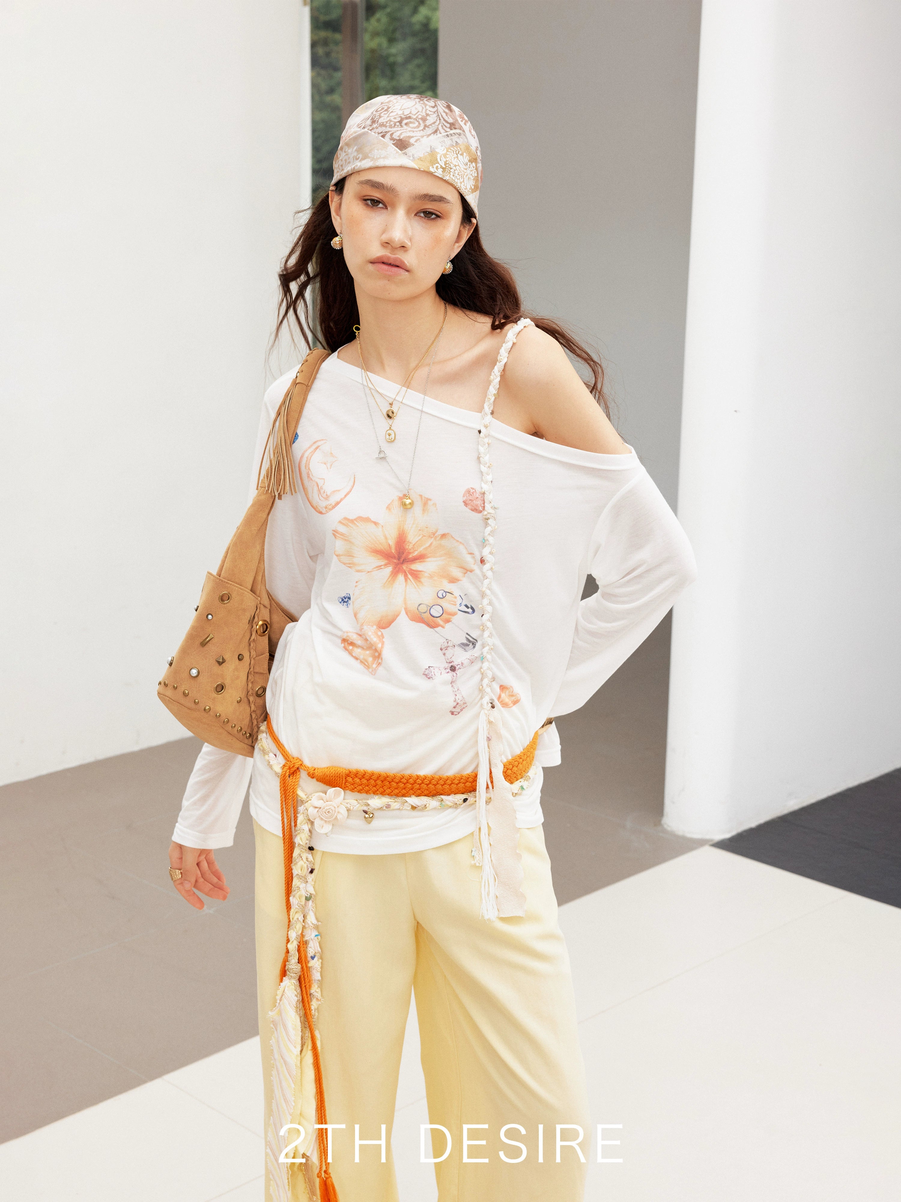Printed Tie-Up Silk Scarf Headscarf Head Wrap - CHINASQUAD