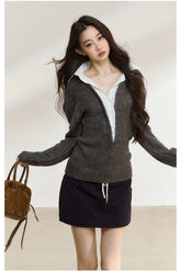 Gray Wool-Blend Layered Knit V-neck - CHINASQUAD