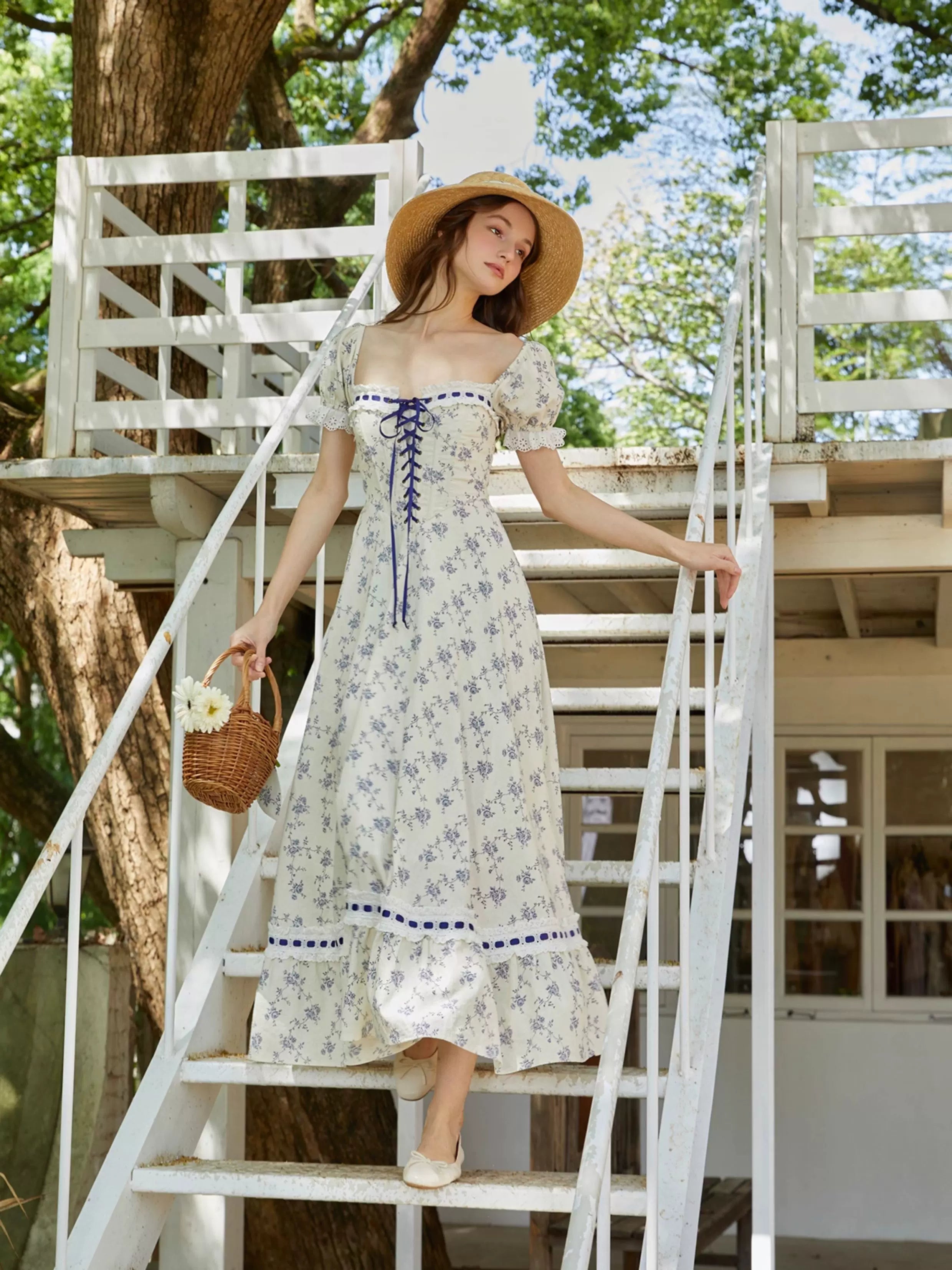 Wisteria French Floral Corset Dress