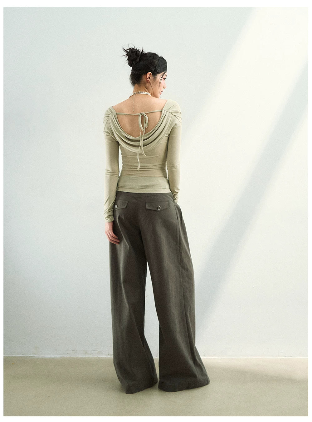 Reversible Draped Mesh Blouse