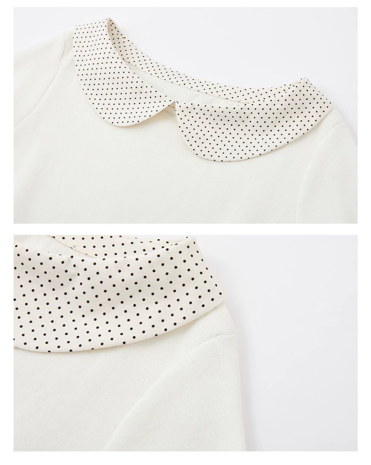 Peter Pan Collar Contrast Knit Short Sleeve Top