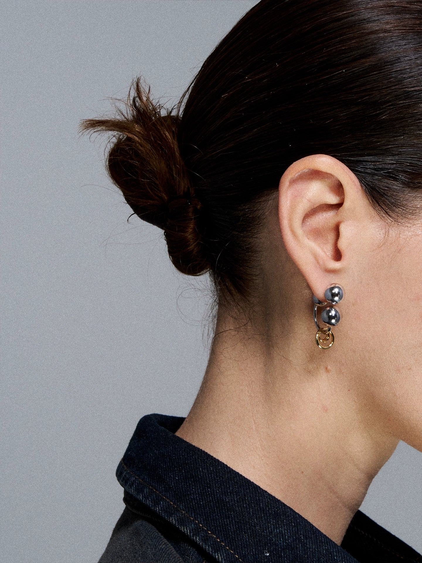 Reconstructed Dual-Tone Metallic Sphere Earrings