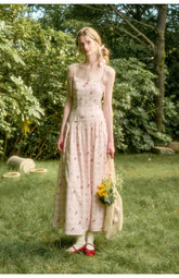 Pink Check Hand-Painted Print Dress - CHINASQUAD