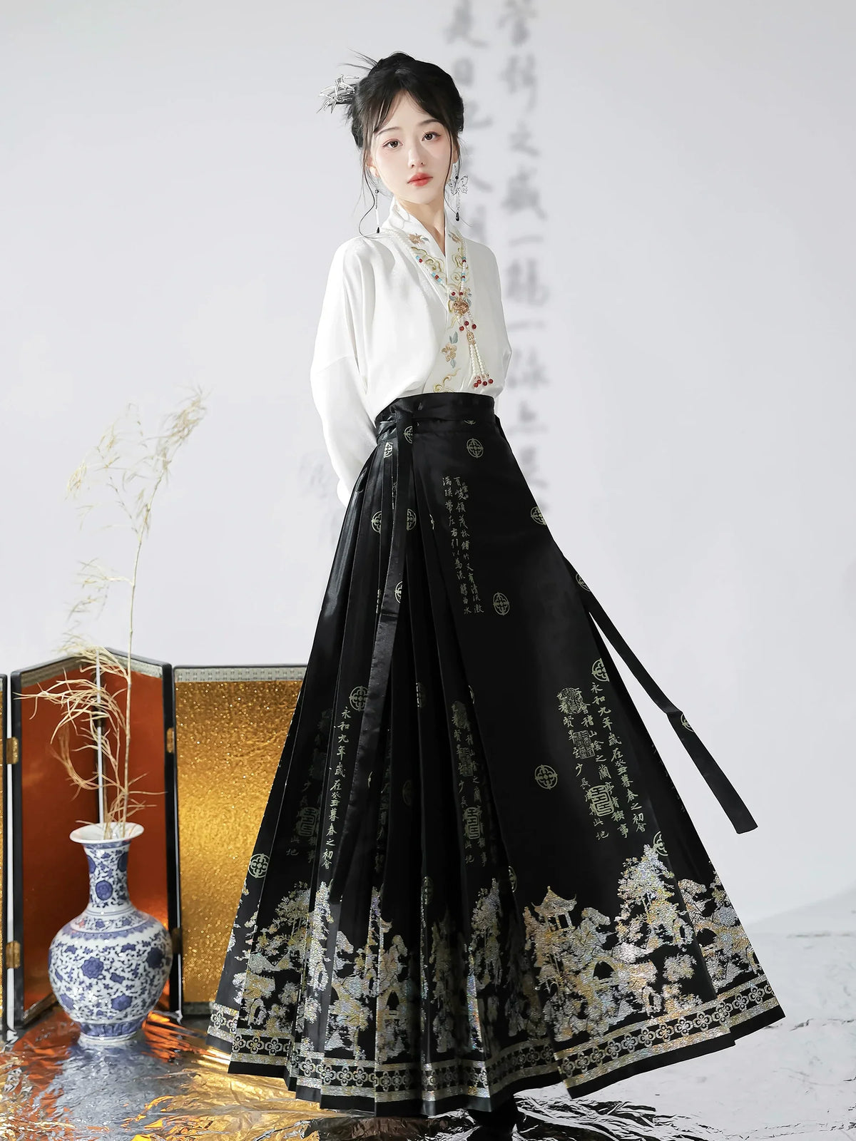 (Final Sale) “兰亭集序” Ming-dynasty Hanfu Set
