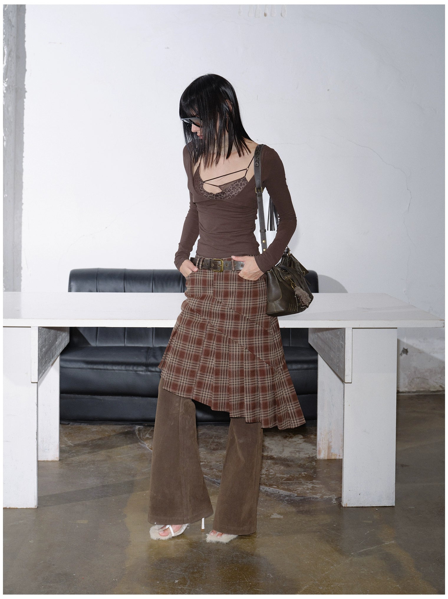 Scoop Neck Layered T-Shirt With Mesh Bra - CHINASQUAD