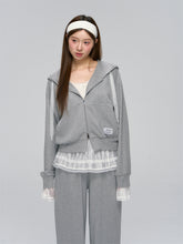 Gray Lace-Trimmed Casual Hoodie & Pant Set - CHINASQUAD