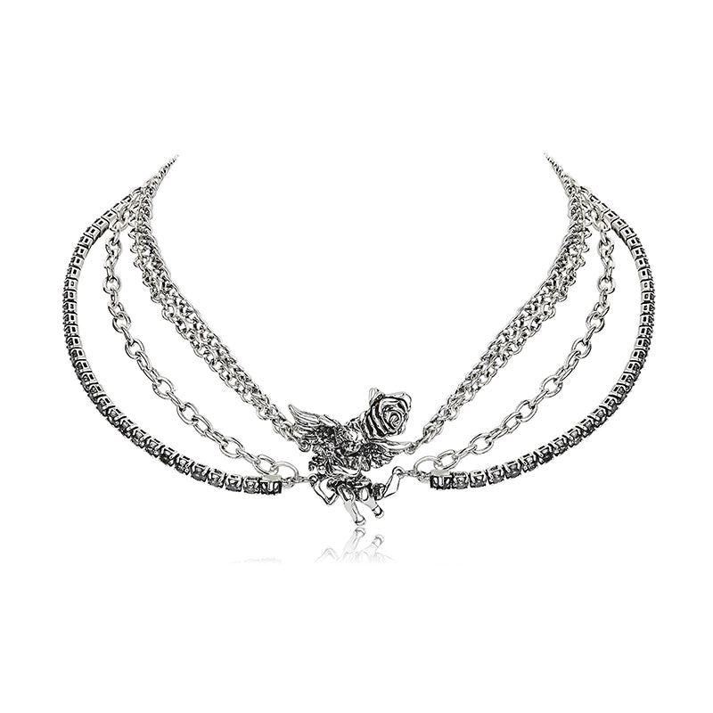 Vintage Gothic Angel Rose Choker Set - CHINASQUAD