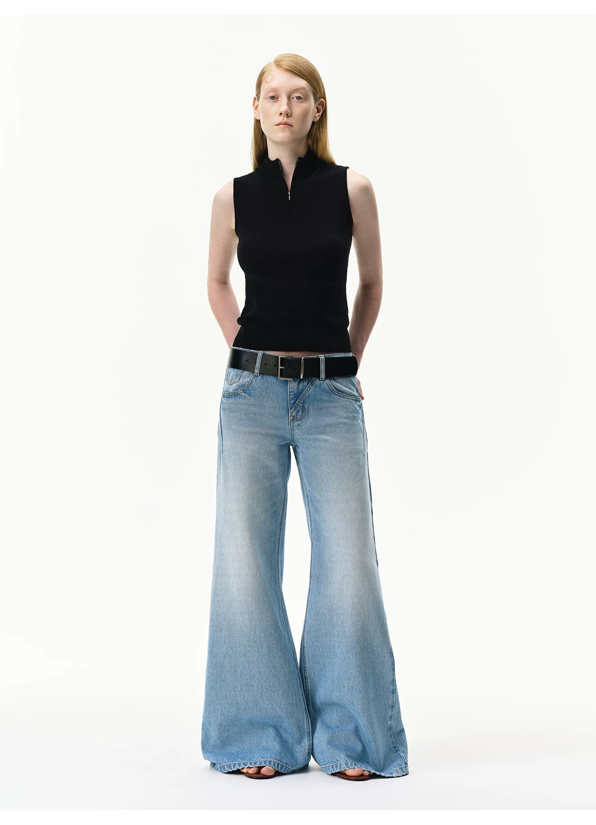 Vintage Light Wash Low-Rise Flared Jeans