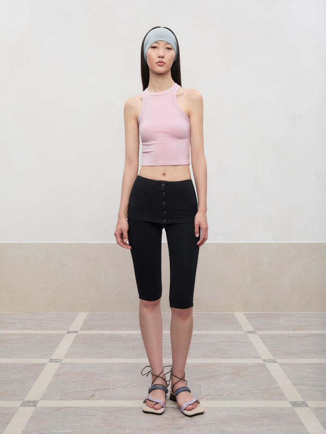 High Elastic Mid-Low Waist Five-Quarter Shorts