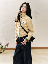 Khaki Suede Korean-Style Short Jacket - CHINASQUAD