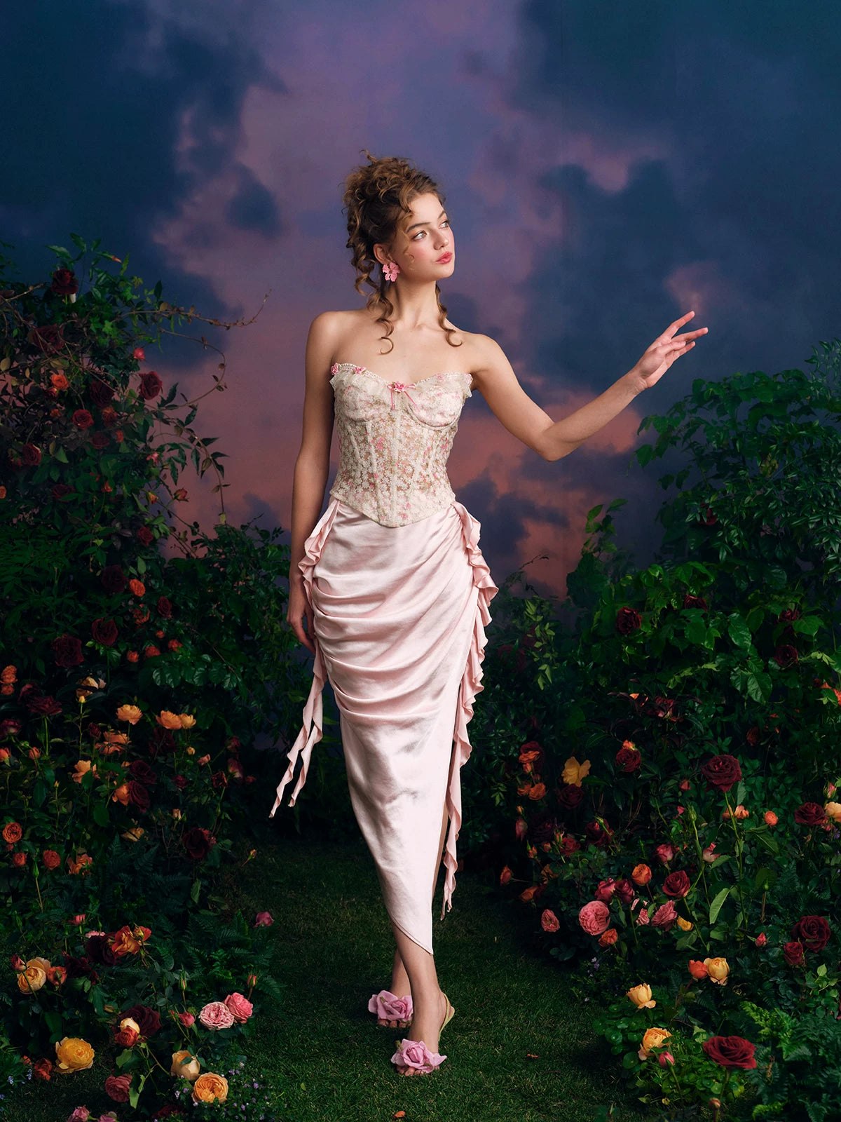 French Couture Lace Bustier & Skirt Set