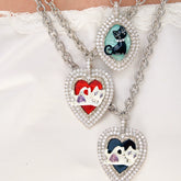 Cat Heart Enamel Pendant Necklace - CHINASQUAD