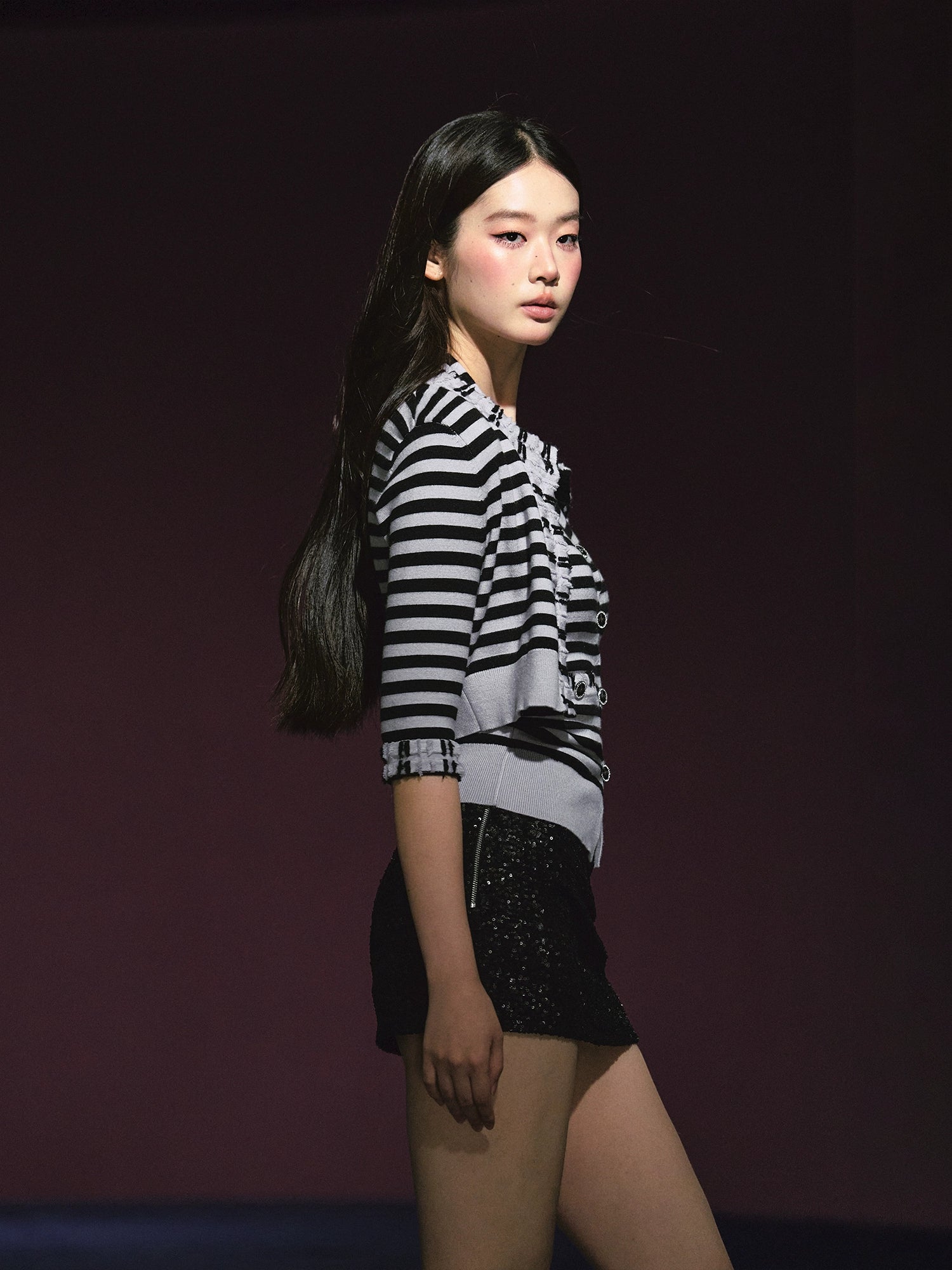 Contrast Stripe Halter Camisole Tank Top & Cardigan Set - CHINASQUAD