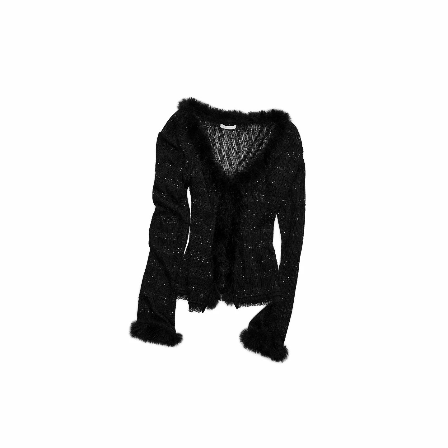 Sequin Knit Patchwork V-Neck Cardigan