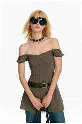 Draped Off-Shoulder Mini Dress - CHINASQUAD