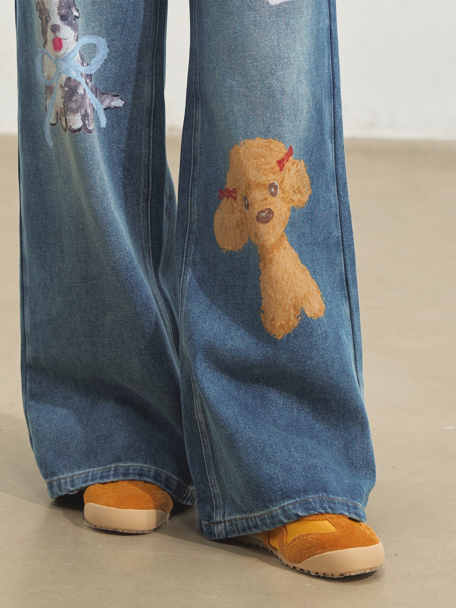 Puppy Wide‑Leg Denim Pants
