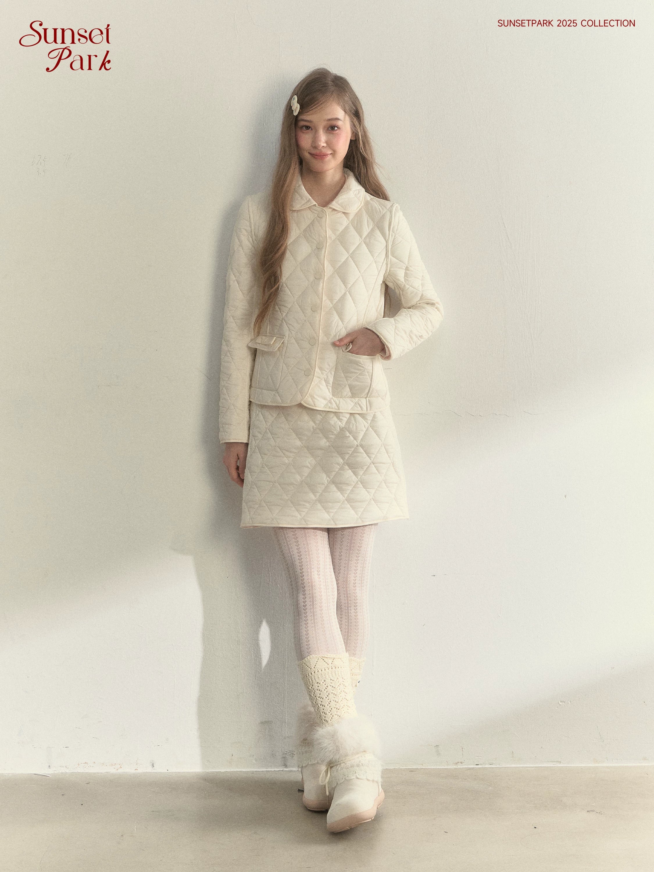 Reversible Quilted Doll Collar Jacket & Skirt Set