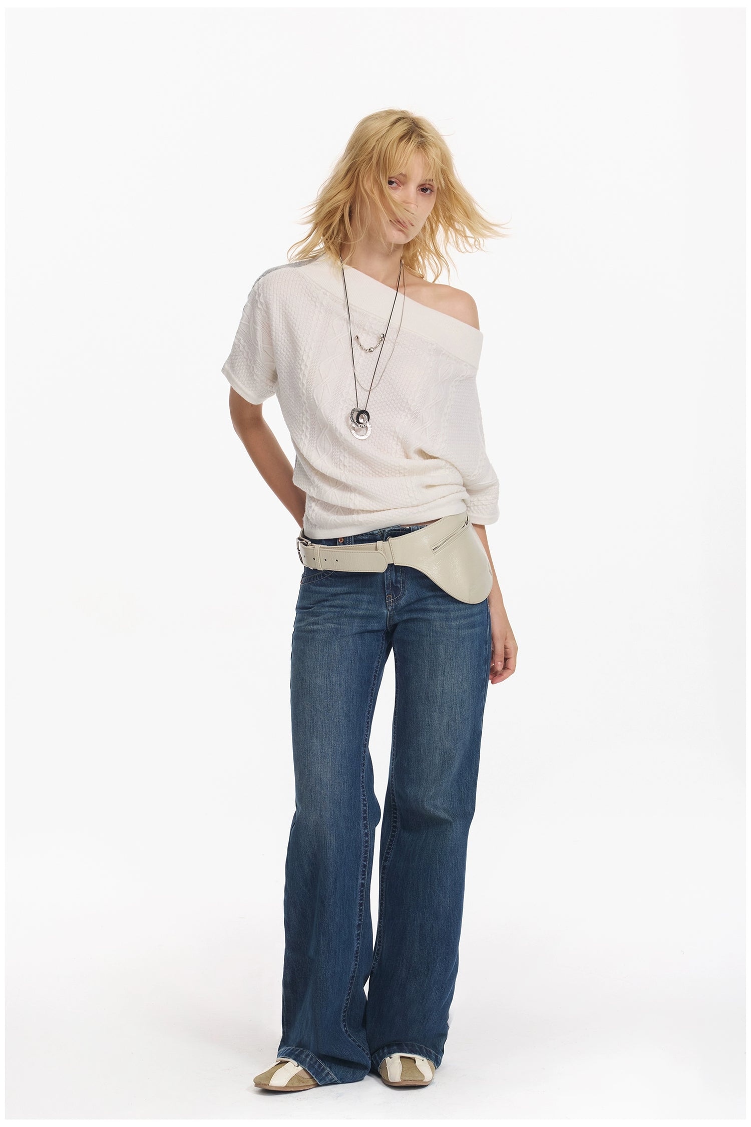 Diagonal Bat-Sleeve Knit Crewneck - CHINASQUAD
