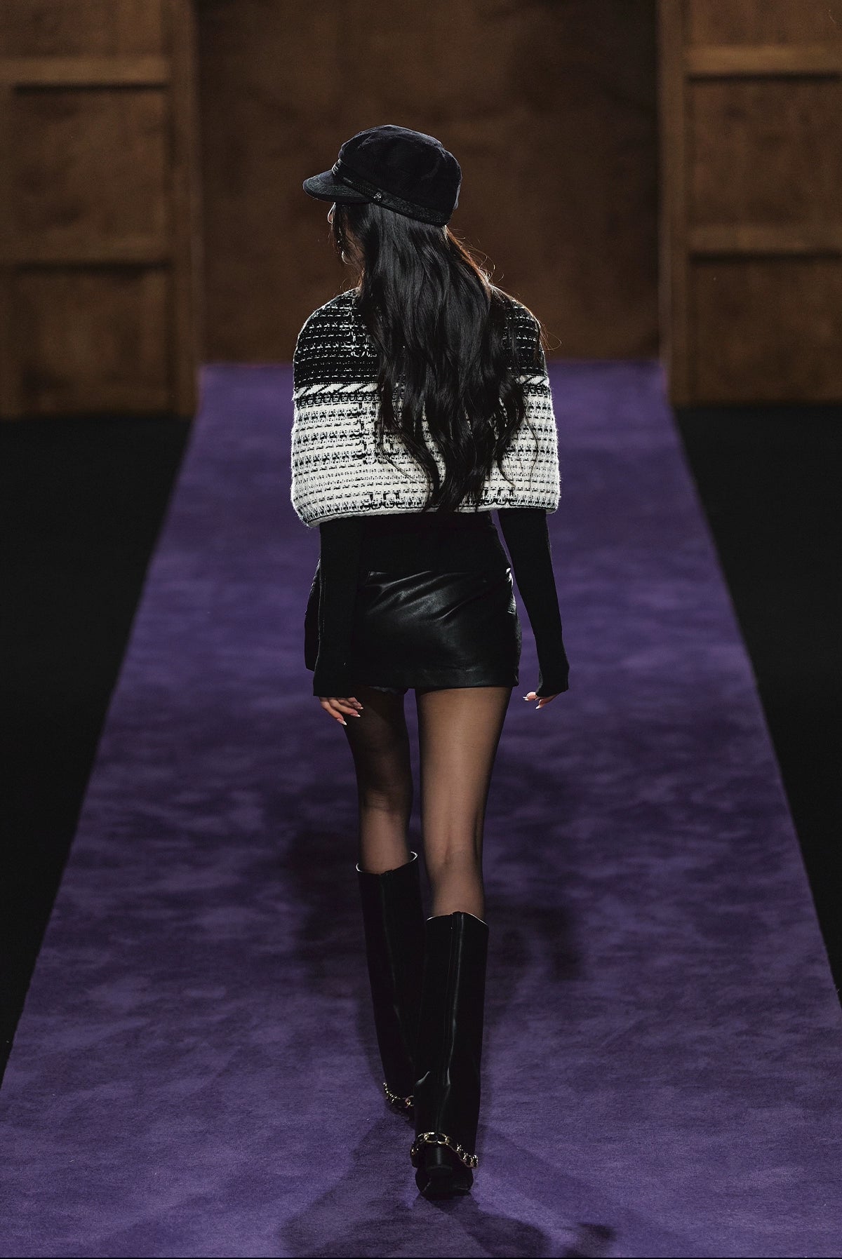 Tweed-Inspired Knit Cape & Crewneck Set