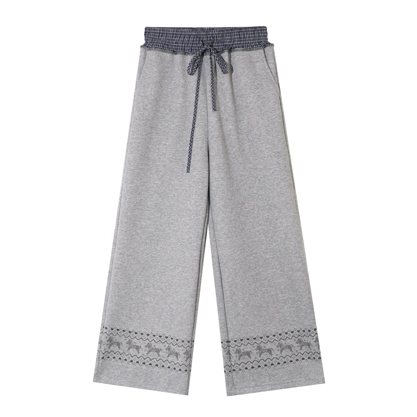 Zip-up Plaid Hoodie & Wide-Leg Pants Set