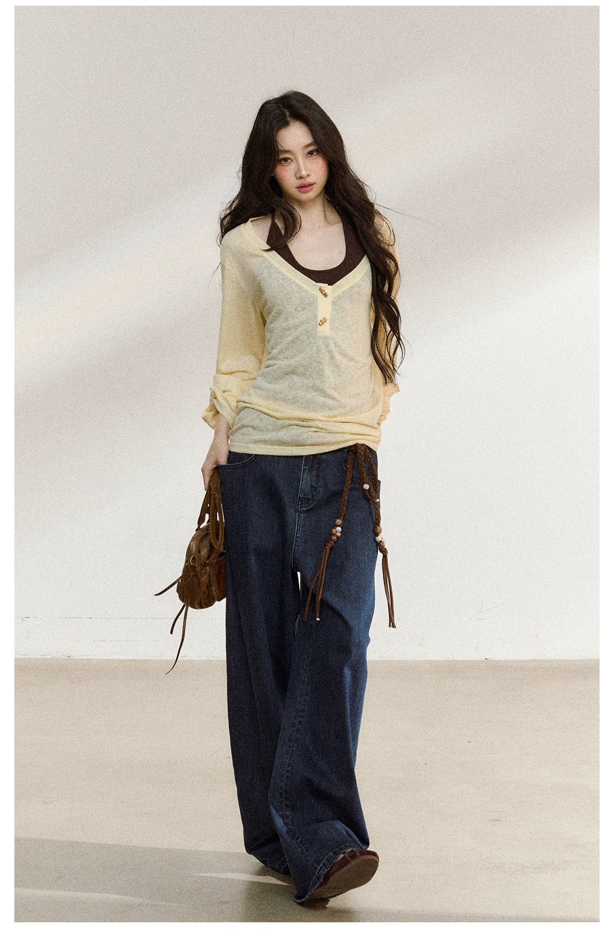 Textured Silk-Blend V-Neck Pullover & Tank Top Set - CHINASQUAD