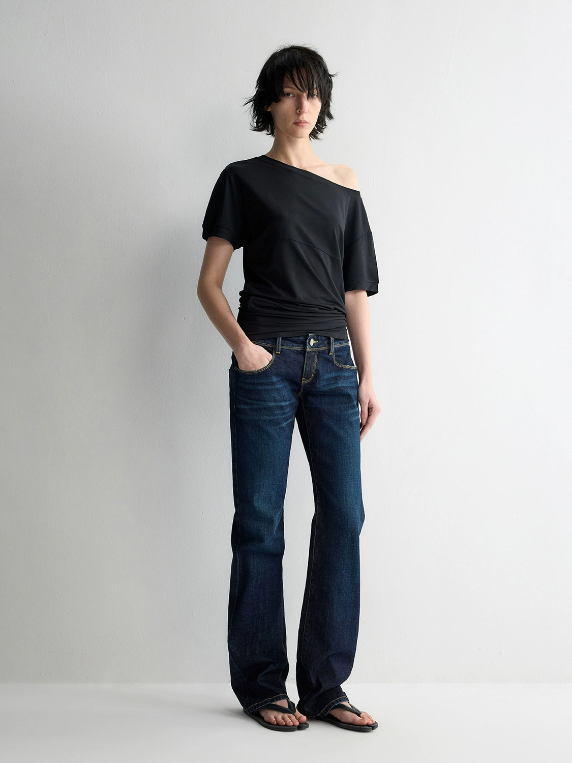 Washed Ultra Low Waist Straight Leg Jeans - CHINASQUAD