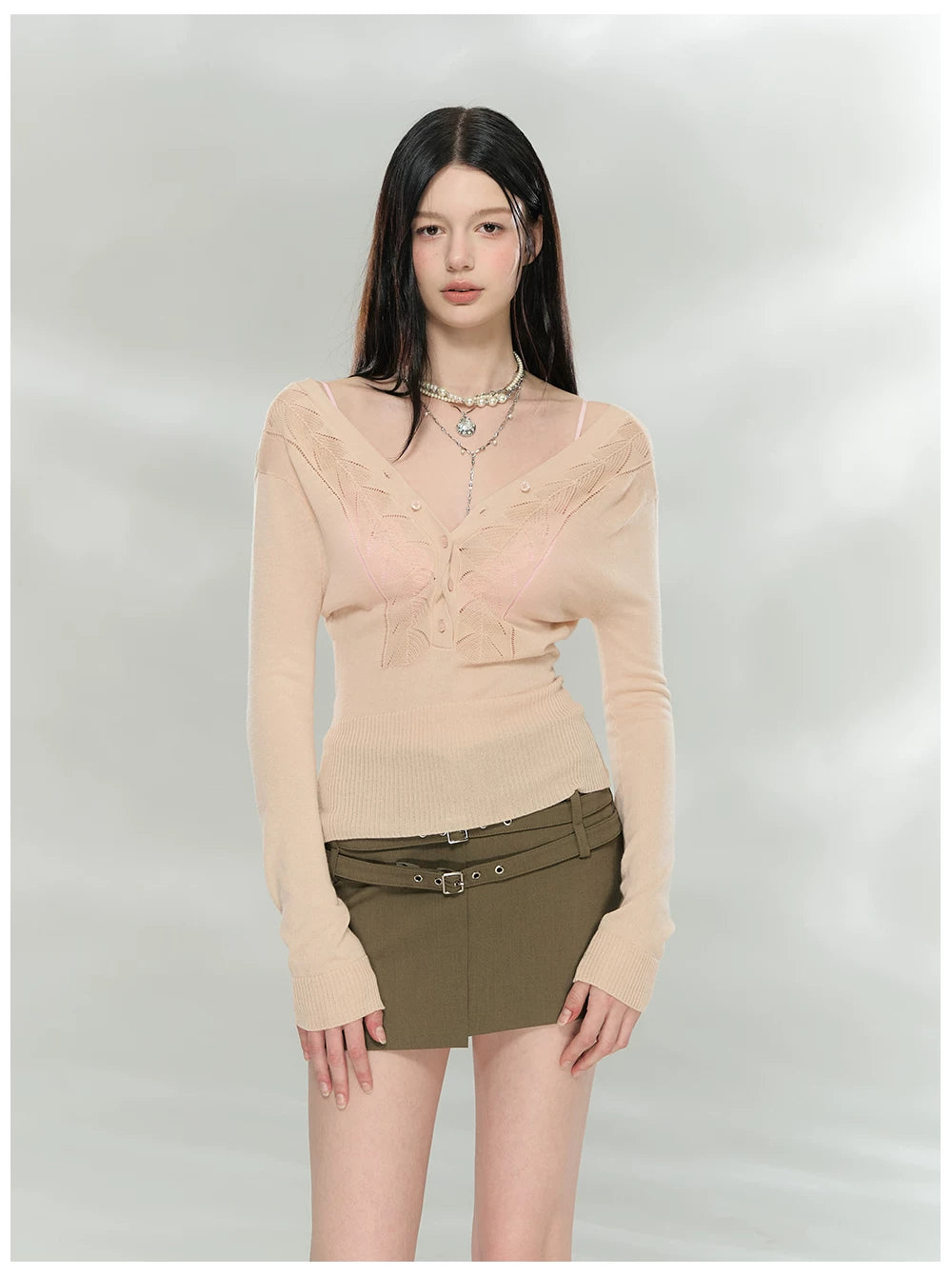 Reversible V-Neck Acetate Wool Knit T-Shirts