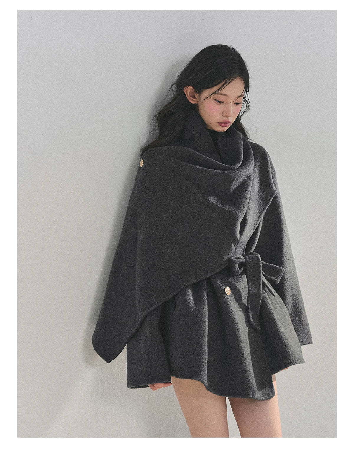 French British-Style Wool Coat