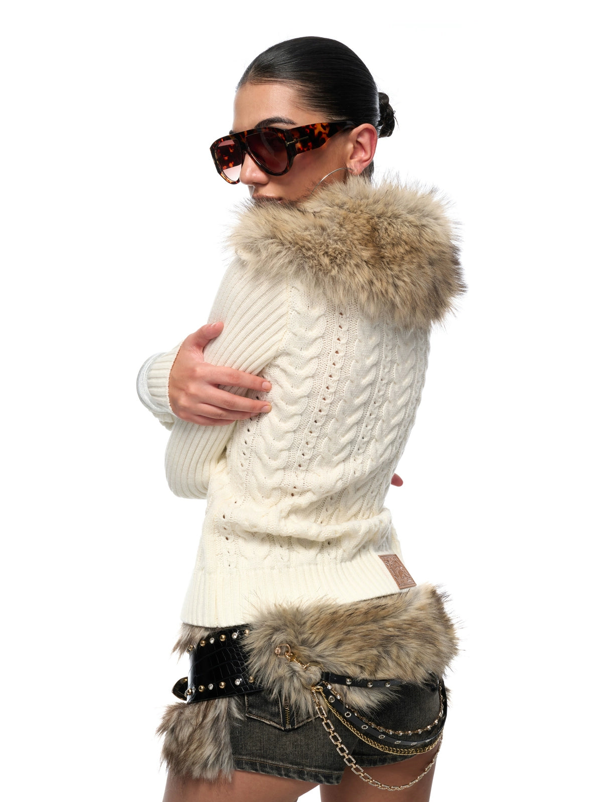 Ivory Wool-Blend Vintage Cardigan