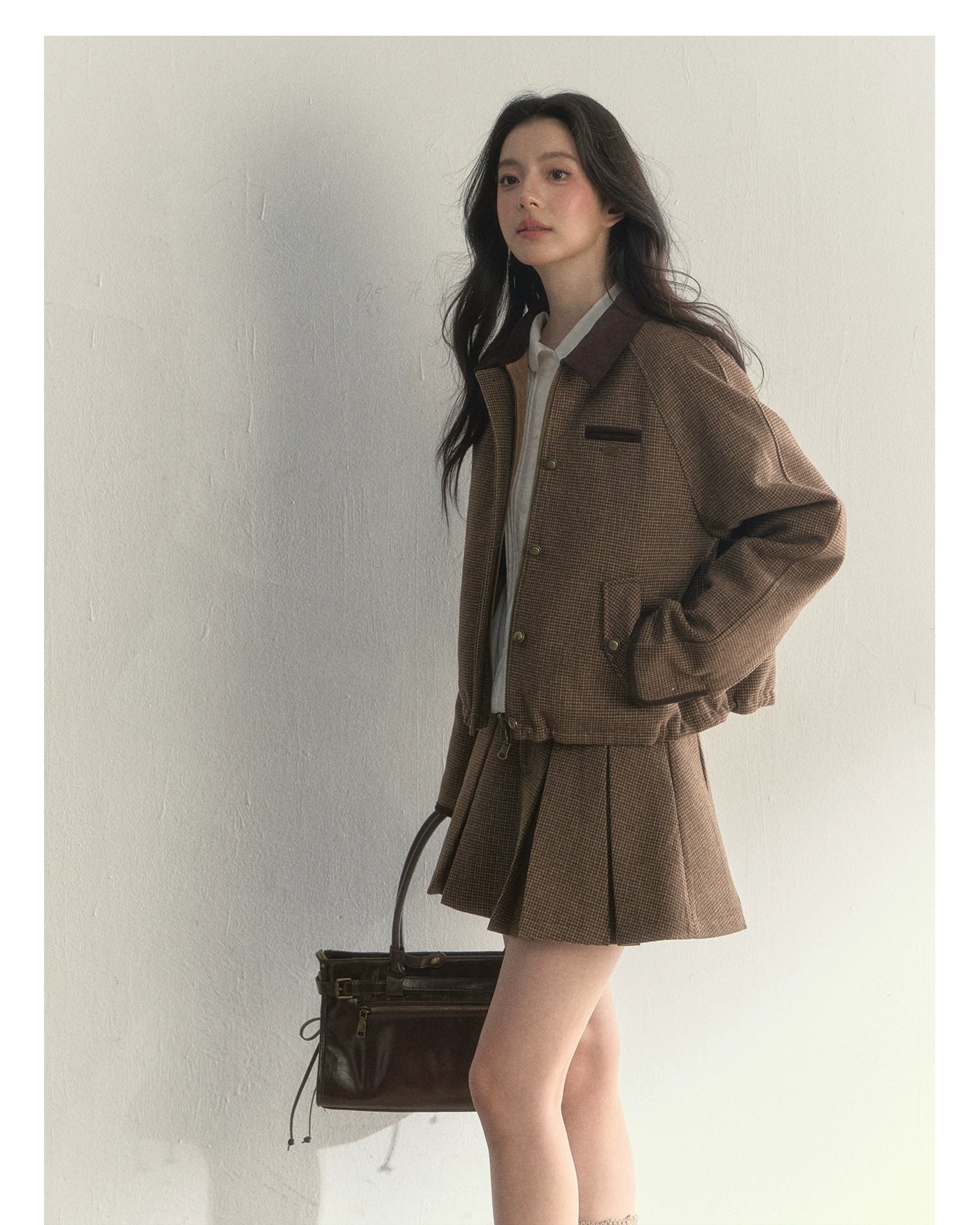 Reversible Houndstooth Jacket & Skirt Set