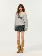 Pearl Dachshund Off-Shoulder Sweatshirt - CHINASQUAD