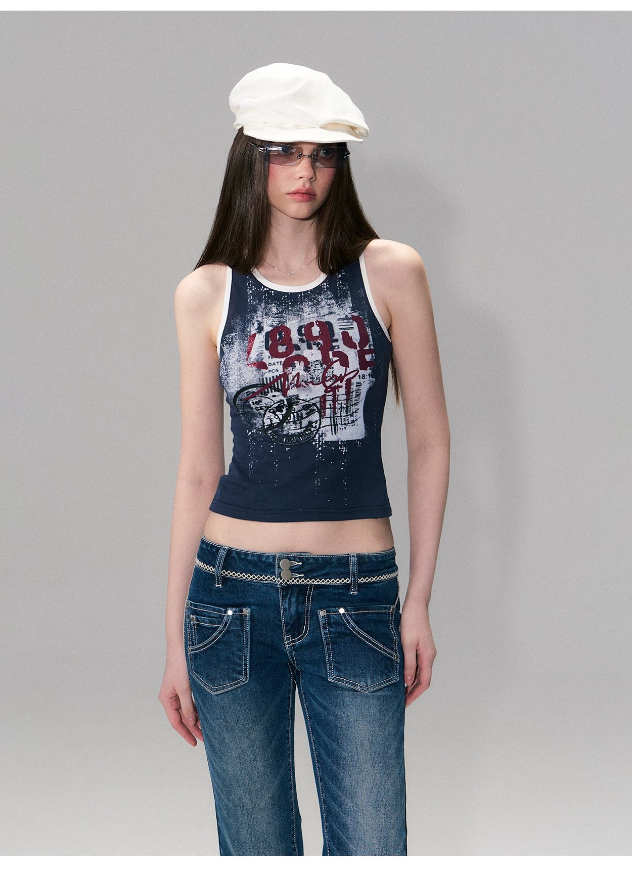 Vintage Print Layered Slim Fit Top Set