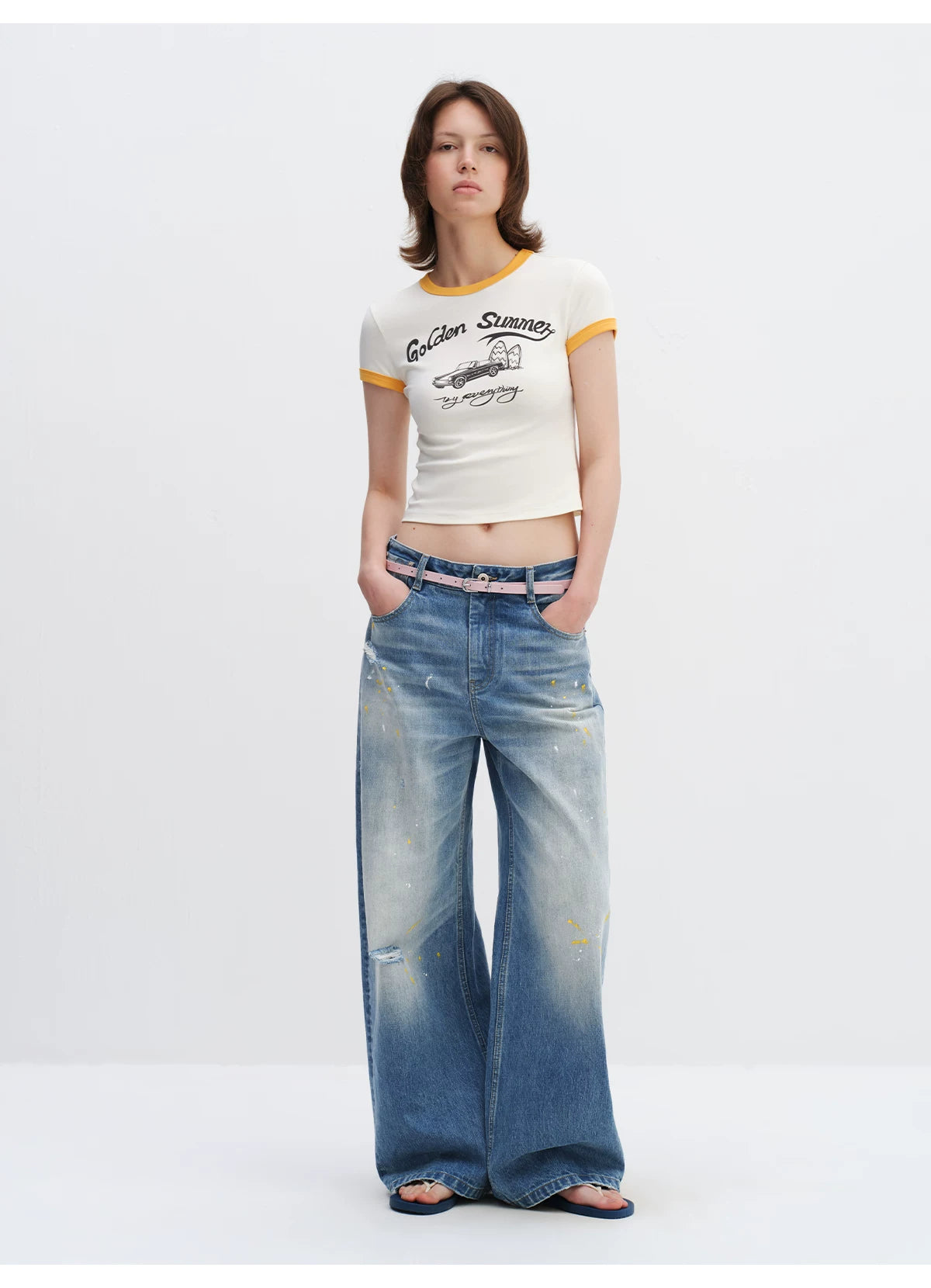 Color-Block Summer Fitted T-Shirt