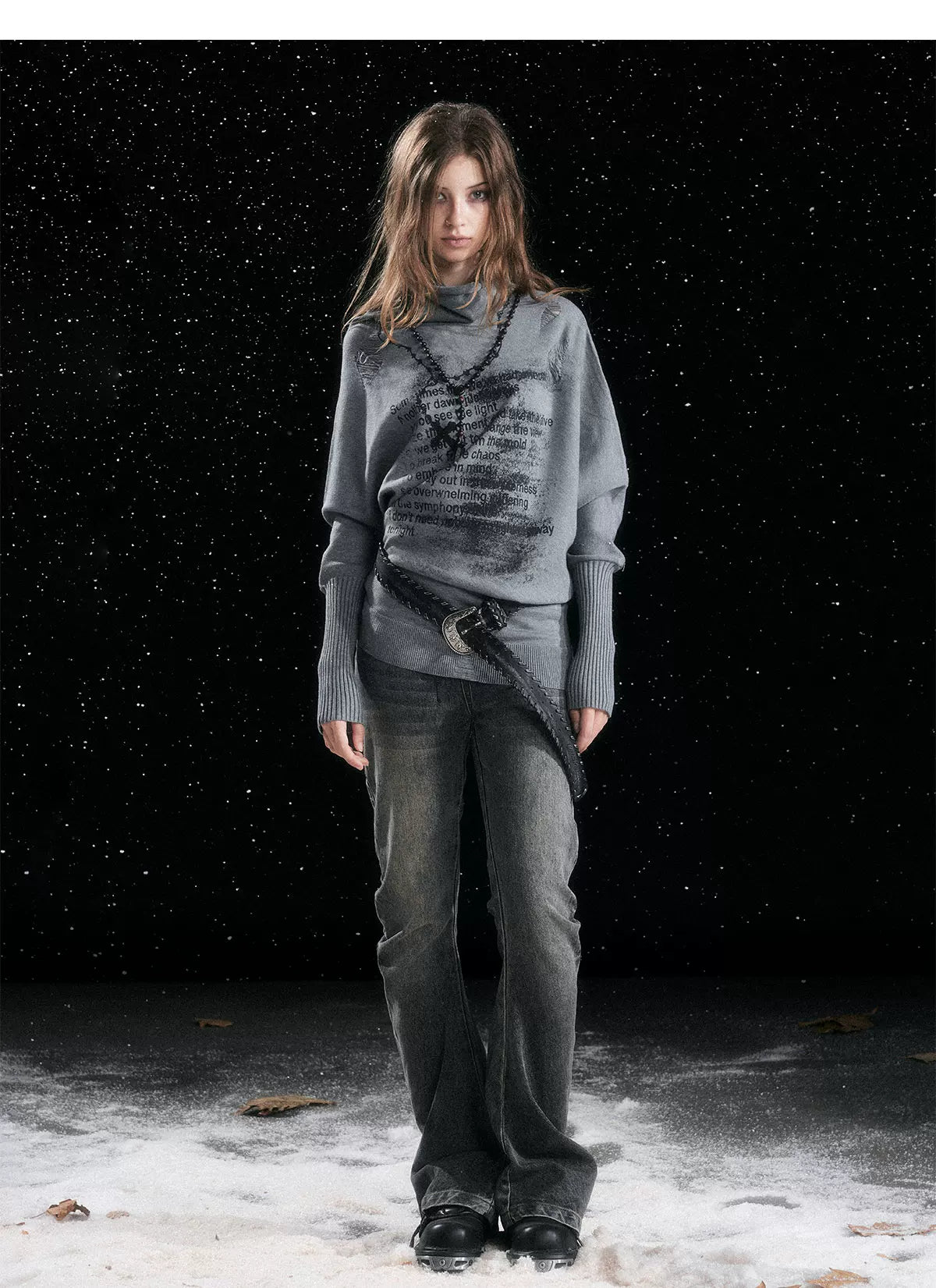 Asymmetric Graffiti Knit Sweater