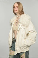 Removable Fur Collar Windproof Leather Jacket - CHINASQUAD