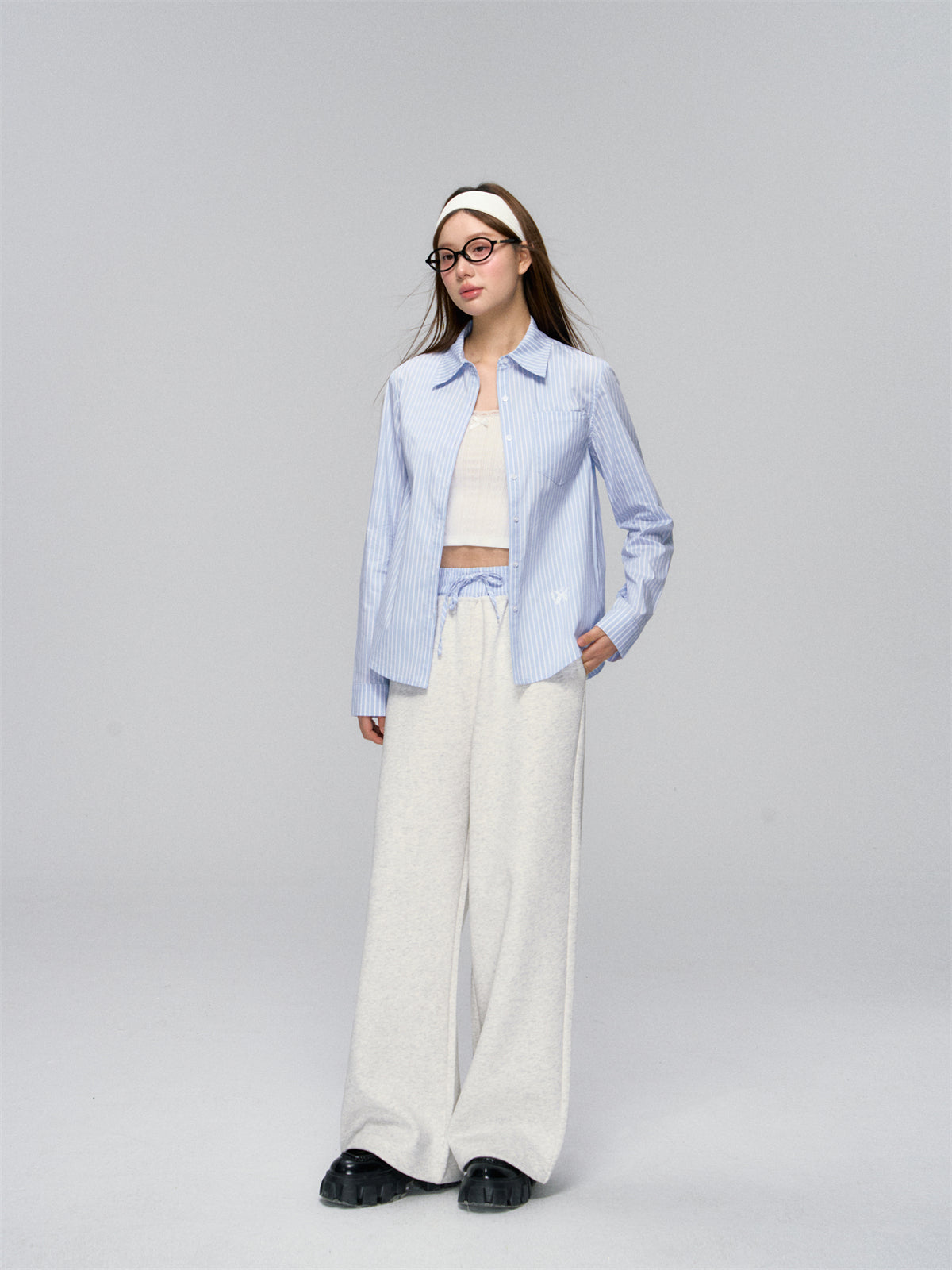 Blue Striped Cotton Shirt - CHINASQUAD